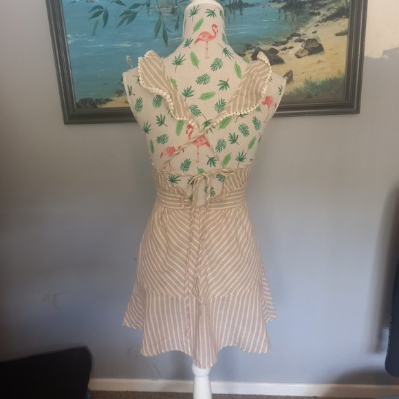 Reverse nude and white summer dress, strappy, plunging neckline (Size XS) - Picture 5 of 8